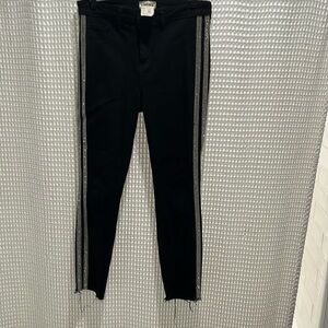 L'AGENCE High Rise Rhinestone Stripe Skinny ankle Jeans